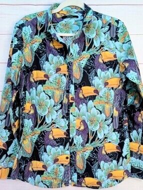 David Naman Gorgeous 😍 Tropical Toucan Button-Up Shirt Size Medium